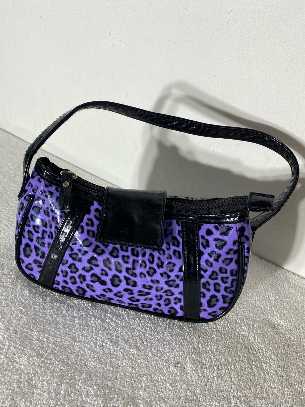 Vintage Y2K Purple Leopard Mini Shoulder Bag Purse Handbag